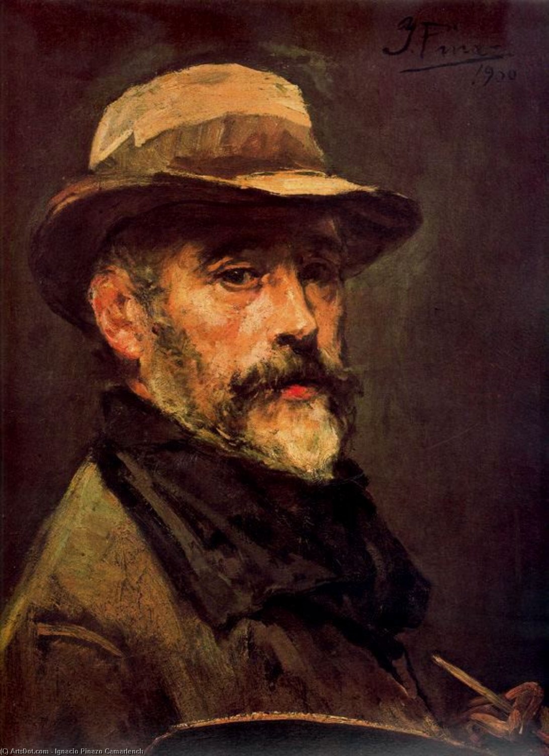 WikiOO.org - 백과 사전 - 회화, 삽화 Ignacio Pinazo Camarlench - Self-portrait 4