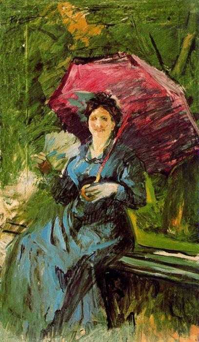 Wikioo.org - The Encyclopedia of Fine Arts - Painting, Artwork by Ignacio Pinazo Camarlench - Teresa with umbrella