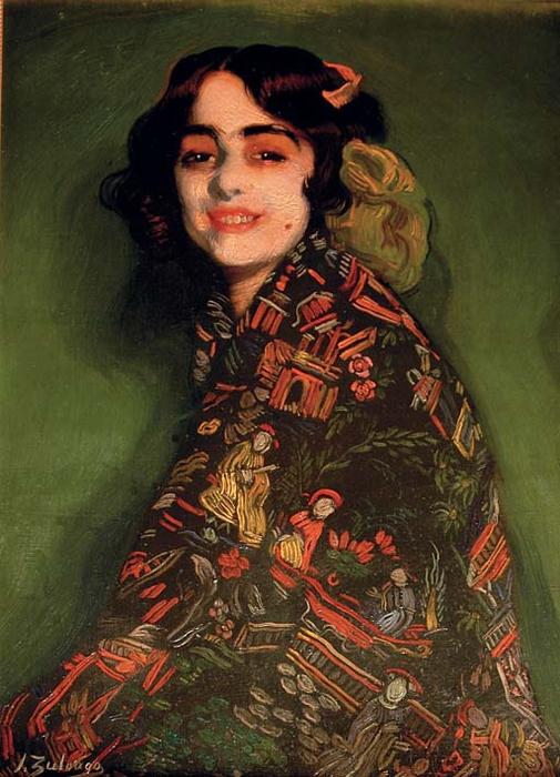 WikiOO.org - Enciklopedija dailės - Tapyba, meno kuriniai Ignacio Zuloaga Y Zabaleta - Candida with chinese shawl