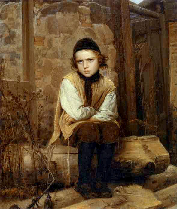 WikiOO.org - Encyclopedia of Fine Arts - Festés, Grafika Ivan Nikolaevich Kramskoy - Insulted Jewish Boy