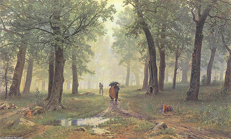 Wikioo.org - The Encyclopedia of Fine Arts - Painting, Artwork by Ivan Ivanovich Shishkin - Rain in the Oak Grove