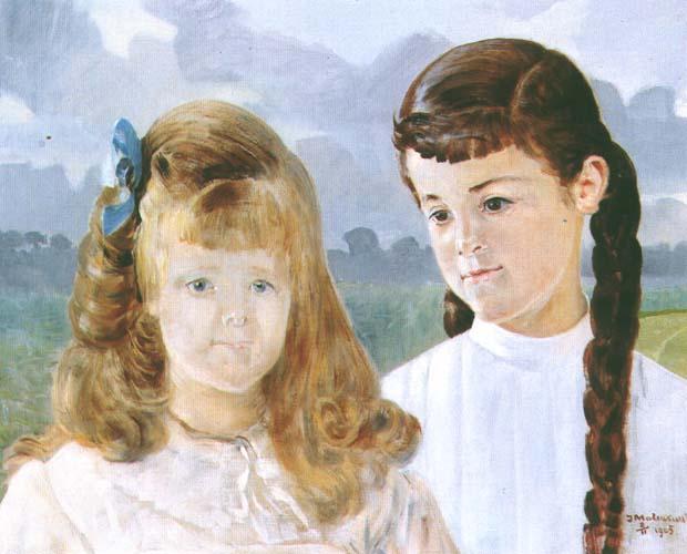 WikiOO.org - Encyclopedia of Fine Arts - Maalaus, taideteos Jacek Malczewski - Portrait of Karolina and Adelajda Lanckoronska