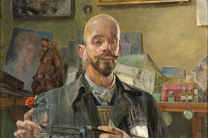 Wikioo.org - The Encyclopedia of Fine Arts - Painting, Artwork by Jacek Malczewski - Self-Portrait in a Studio