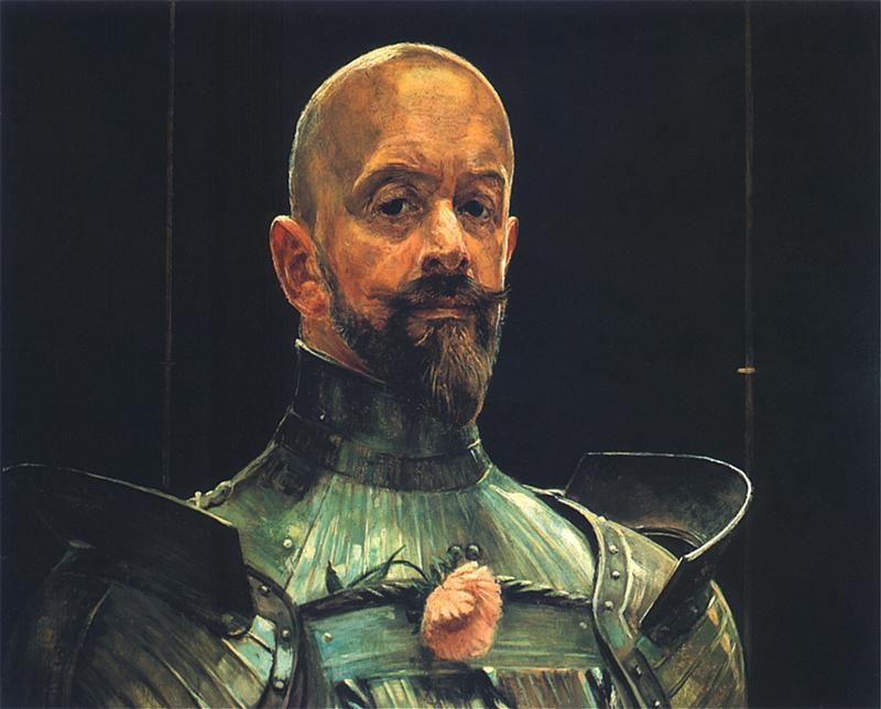 Wikioo.org - The Encyclopedia of Fine Arts - Painting, Artwork by Jacek Malczewski - Self-Portrait in Armour