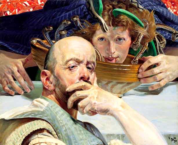 Wikioo.org - The Encyclopedia of Fine Arts - Painting, Artwork by Jacek Malczewski - Self-Portrait with Erynia