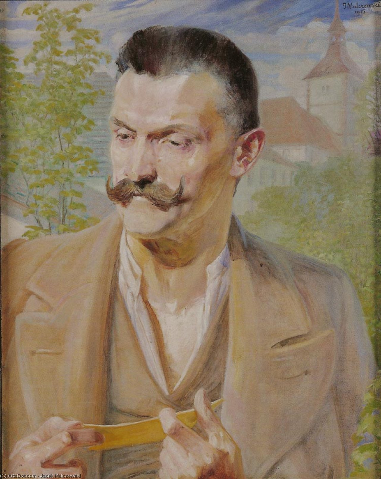 Wikioo.org - Bách khoa toàn thư về mỹ thuật - Vẽ tranh, Tác phẩm nghệ thuật Jacek Malczewski - Sketch for the Portrait of a Man