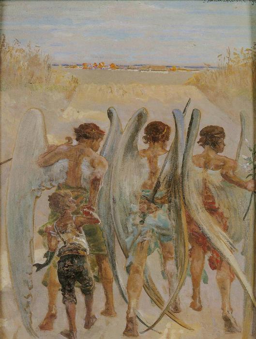 WikiOO.org – 美術百科全書 - 繪畫，作品 Jacek Malczewski - 三天使与托比亚斯
