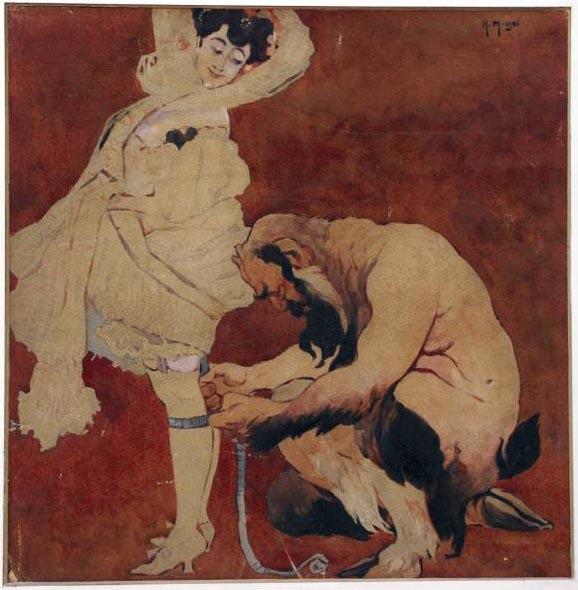 WikiOO.org - Encyclopedia of Fine Arts - Maalaus, taideteos Jacek Malczewski - Woman and Satyr