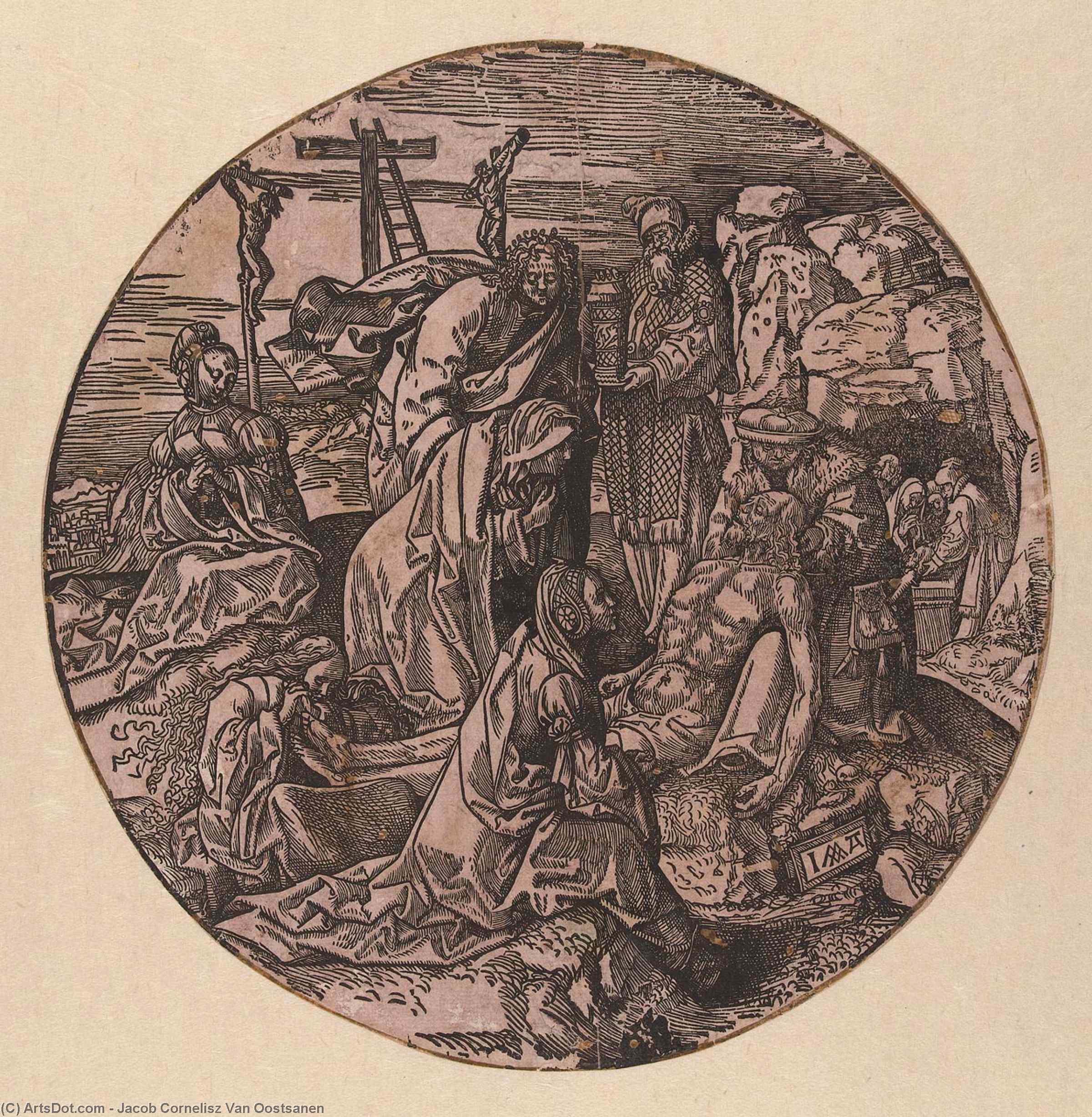 Wikioo.org – L'Enciclopedia delle Belle Arti - Pittura, Opere di Jacob Cornelisz Van Oostsanen - Lamento e le  deposizione  di  cristo