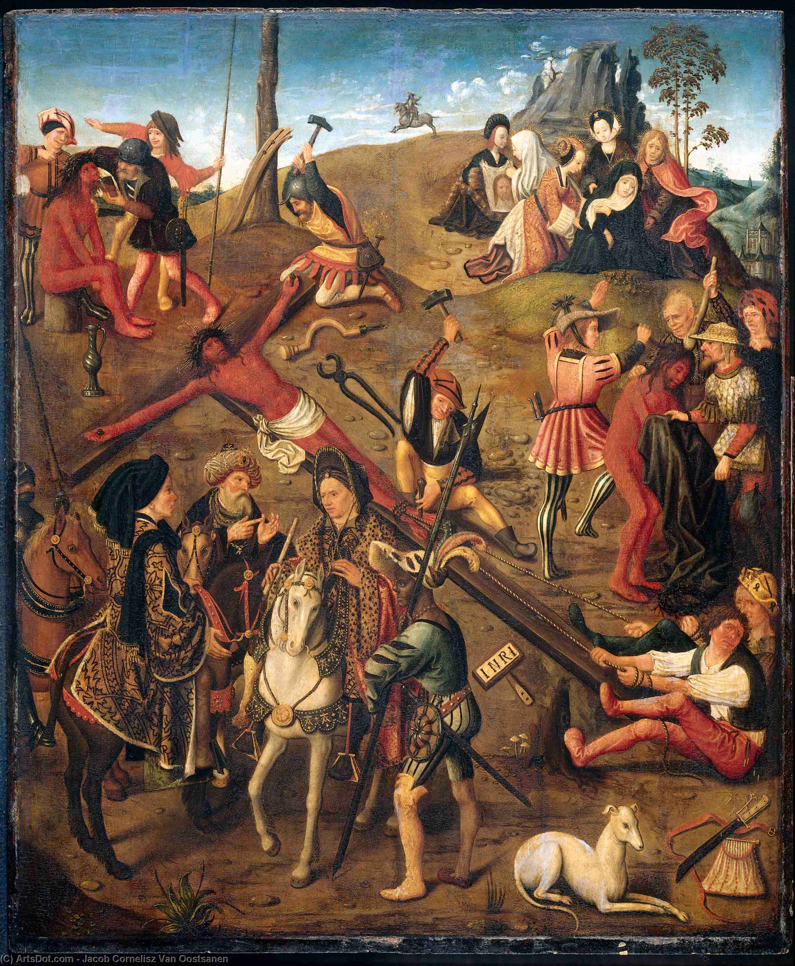 Wikioo.org - The Encyclopedia of Fine Arts - Painting, Artwork by Jacob Cornelisz Van Oostsanen - The crucifixion of Christ