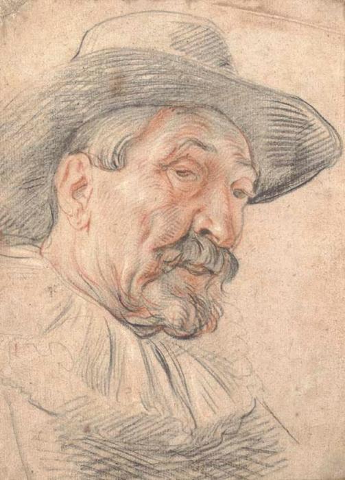 Wikioo.org – L'Encyclopédie des Beaux Arts - Peinture, Oeuvre de Jacob Jordaens - Une homme barbu , bust-length , coiffé d un chapeau à large bord et une collerette