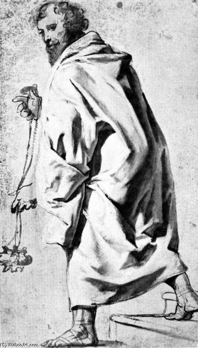 WikiOO.org - Encyclopedia of Fine Arts - Maalaus, taideteos Jacob Jordaens - Bearded Man Stepping Down