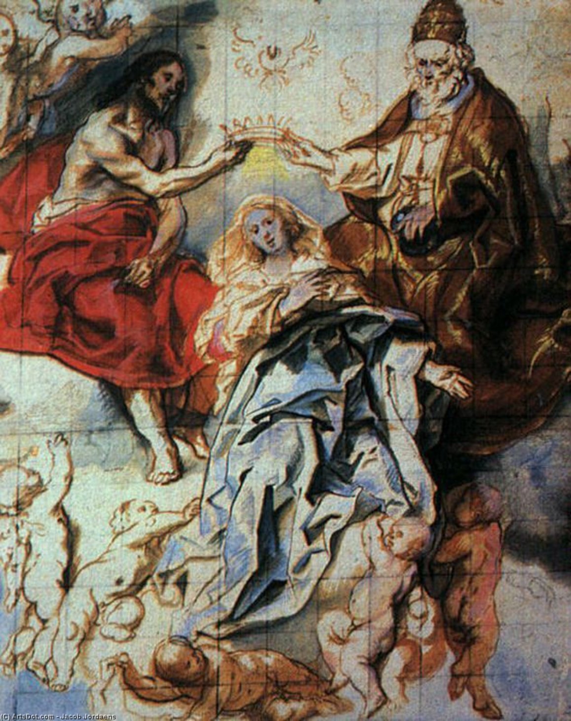 Wikioo.org – La Enciclopedia de las Bellas Artes - Pintura, Obras de arte de Jacob Jordaens - la coronación de la virgen por el santísima trinidad