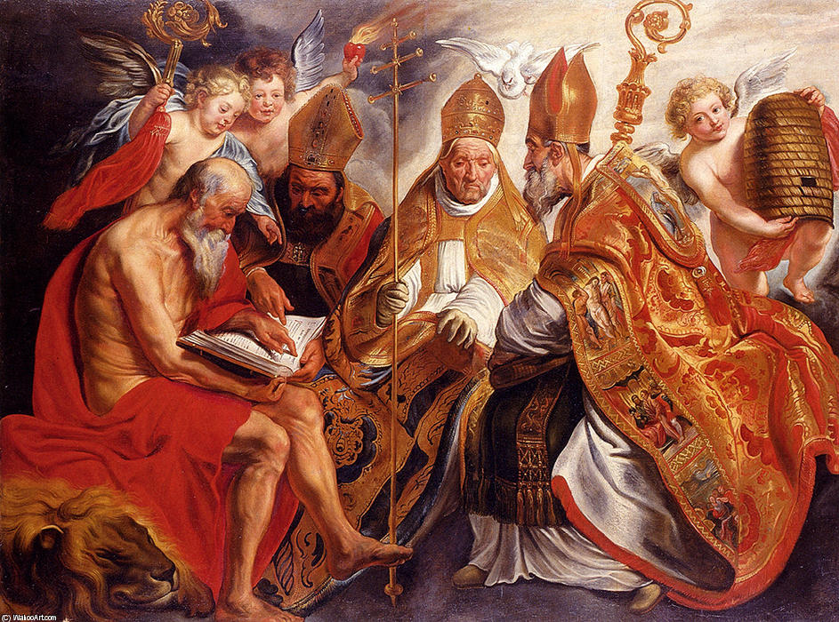 Wikioo.org - The Encyclopedia of Fine Arts - Painting, Artwork by Jacob Jordaens - The Four Fathers Of The Latin Church