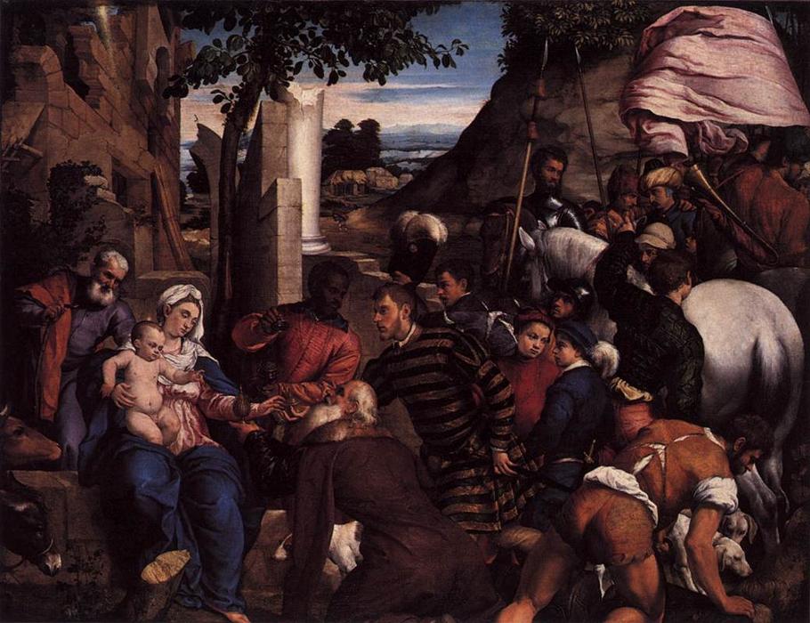 WikiOO.org - 백과 사전 - 회화, 삽화 Jacopo Bassano (Jacopo Da Ponte) - Adoration of the Kings