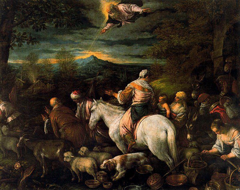 Wikioo.org - The Encyclopedia of Fine Arts - Painting, Artwork by Jacopo Bassano (Jacopo Da Ponte) - Departure of Abraham and his family and livestock to the land of Canaan