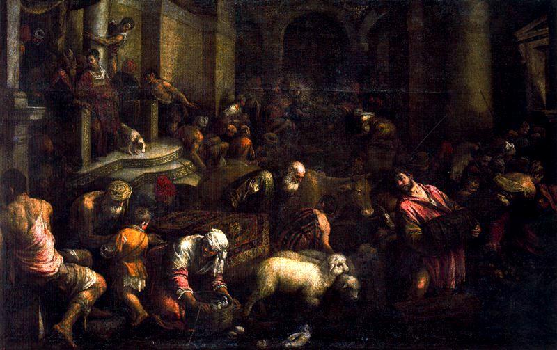 WikiOO.org - אנציקלופדיה לאמנויות יפות - ציור, יצירות אמנות Jacopo Bassano (Jacopo Da Ponte) - Purification of the Temple 1