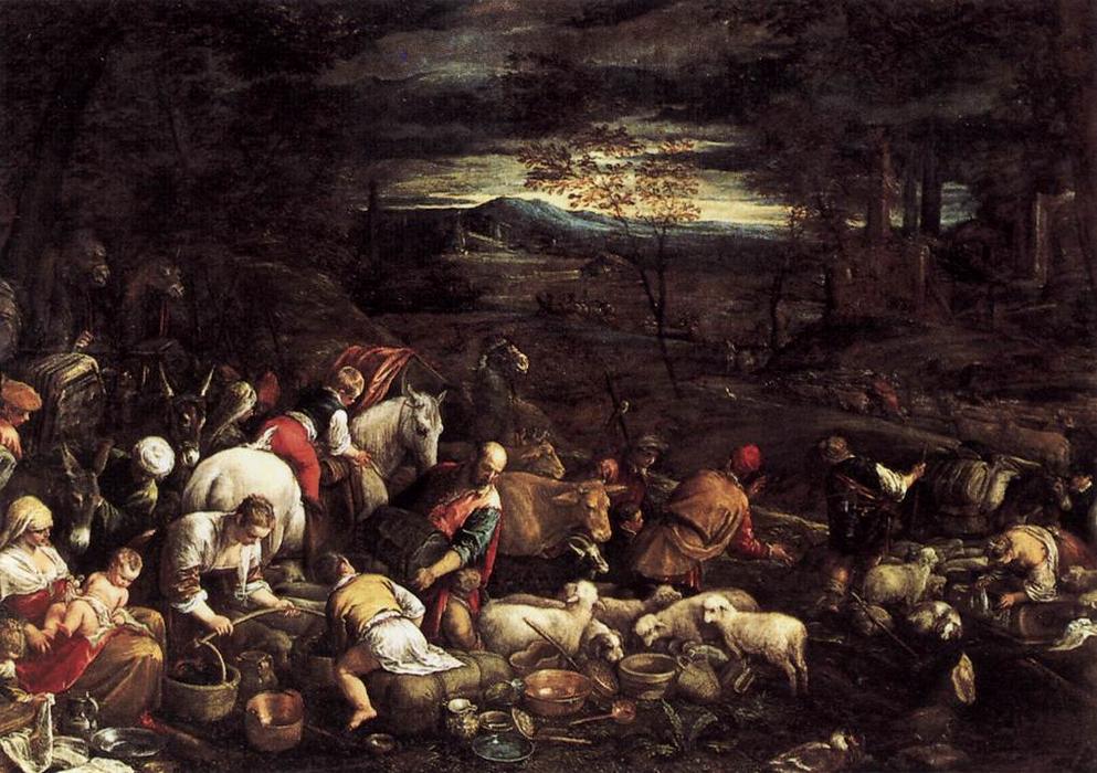 WikiOO.org - Encyclopedia of Fine Arts - Maleri, Artwork Jacopo Bassano (Jacopo Da Ponte) - Return of Jacob with His Family