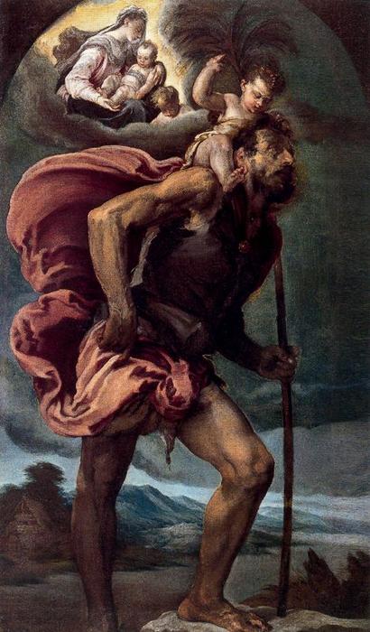 Wikioo.org - The Encyclopedia of Fine Arts - Painting, Artwork by Jacopo Bassano (Jacopo Da Ponte) - San Cristóbal