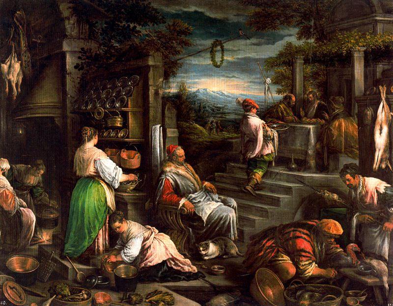 Wikioo.org – La Enciclopedia de las Bellas Artes - Pintura, Obras de arte de Jacopo Bassano (Jacopo Da Ponte) - Cena en Emaús 1