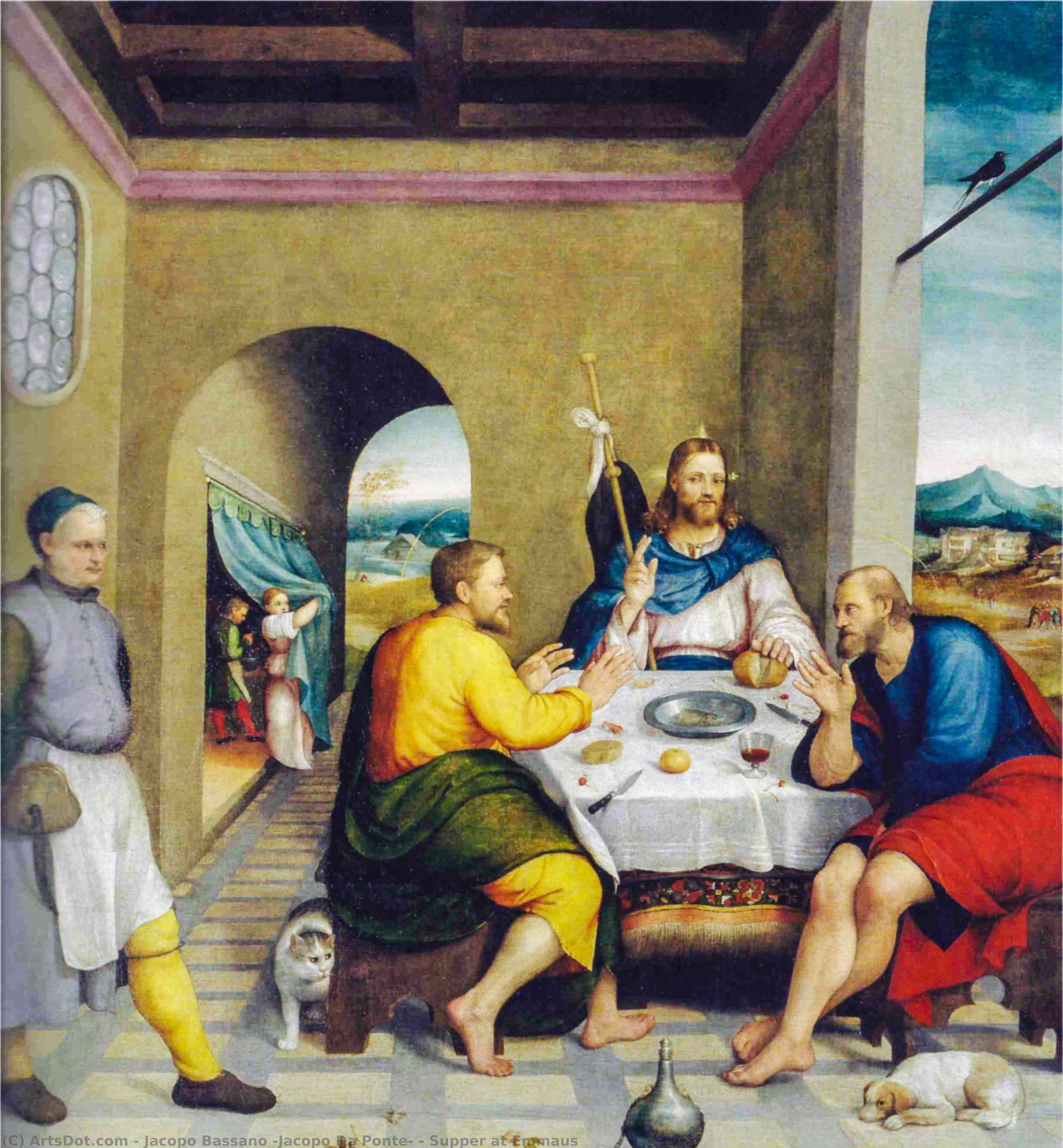 Wikioo.org - The Encyclopedia of Fine Arts - Painting, Artwork by Jacopo Bassano (Jacopo Da Ponte) - Supper at Emmaus