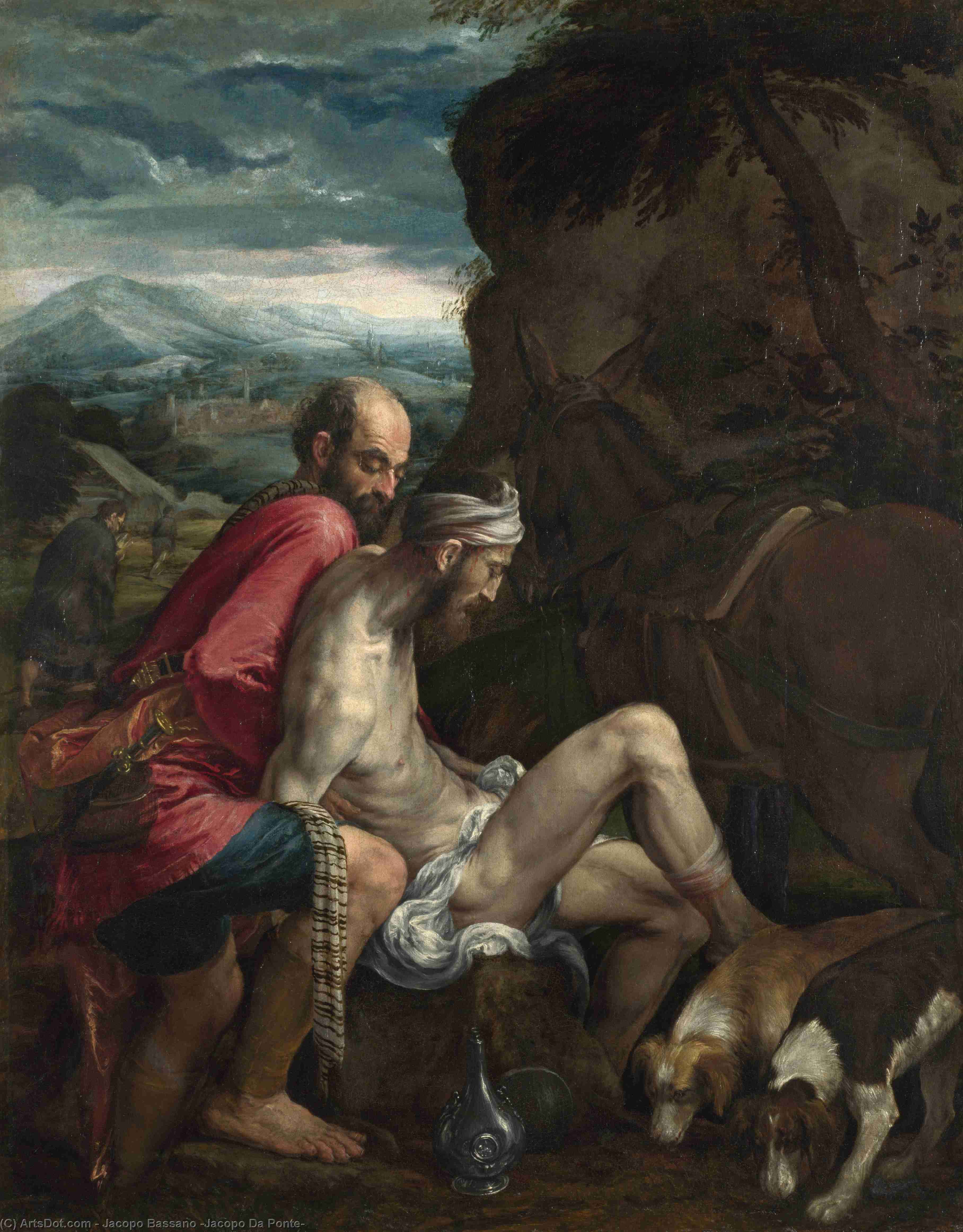 WikiOO.org - אנציקלופדיה לאמנויות יפות - ציור, יצירות אמנות Jacopo Bassano (Jacopo Da Ponte) - The Good Samaritan