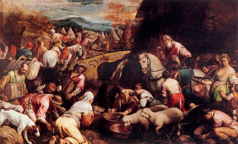WikiOO.org - Enciklopedija dailės - Tapyba, meno kuriniai Jacopo Bassano (Jacopo Da Ponte) - The journey of Moses