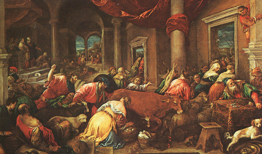 WikiOO.org - אנציקלופדיה לאמנויות יפות - ציור, יצירות אמנות Jacopo Bassano (Jacopo Da Ponte) - The Purification of the Temple