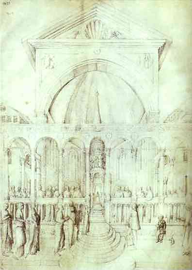 Wikioo.org – La Enciclopedia de las Bellas Artes - Pintura, Obras de arte de Jacopo Bellini - presentación de virgen en el templo