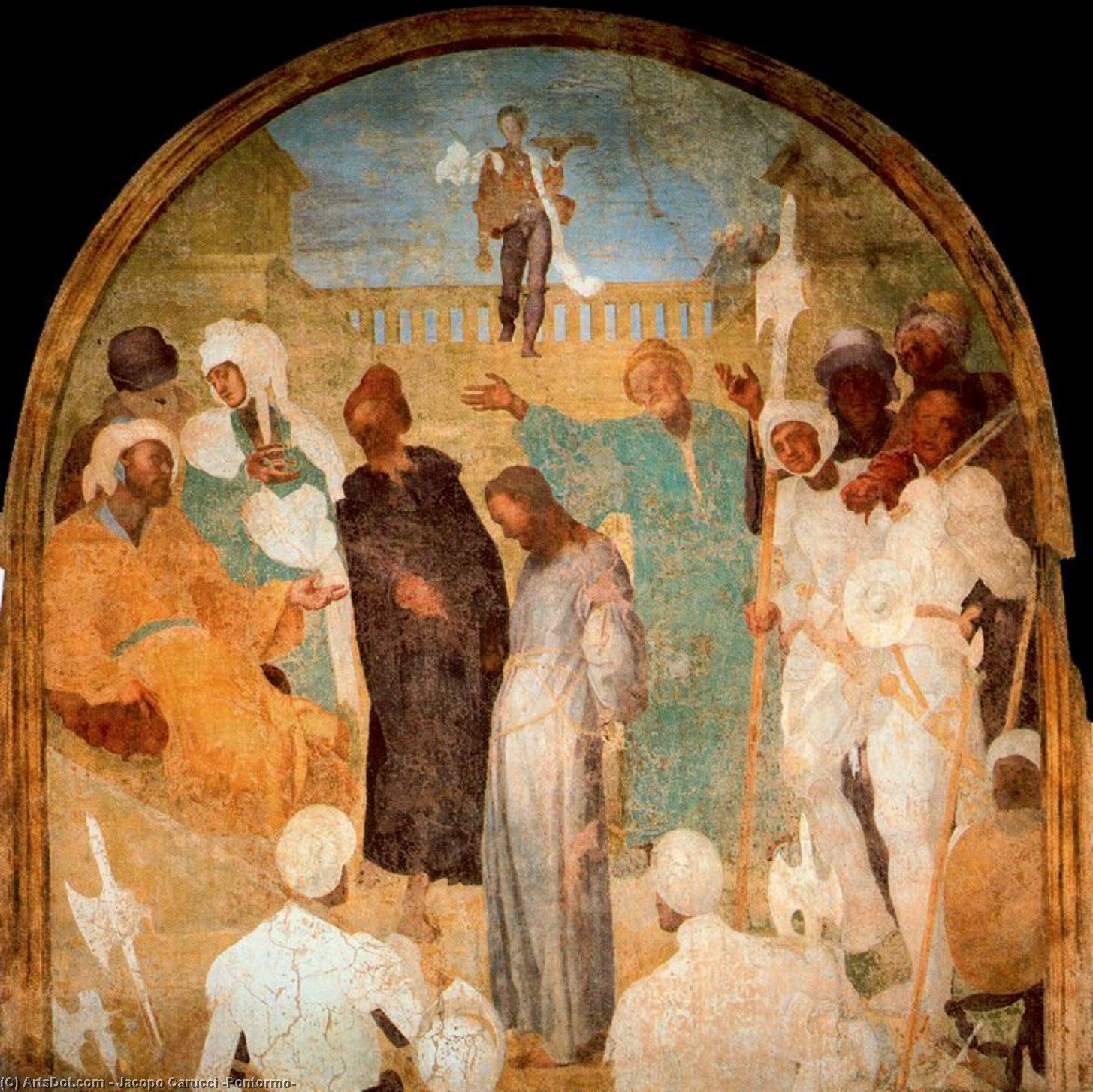 Wikioo.org - สารานุกรมวิจิตรศิลป์ - จิตรกรรม Jacopo Carucci (Pontormo) - Christ Standing before Pilate