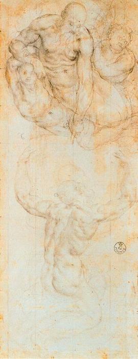 Wikioo.org - The Encyclopedia of Fine Arts - Painting, Artwork by Jacopo Carucci (Pontormo) - Compositional study for Moses Receiving the Tables of the Law