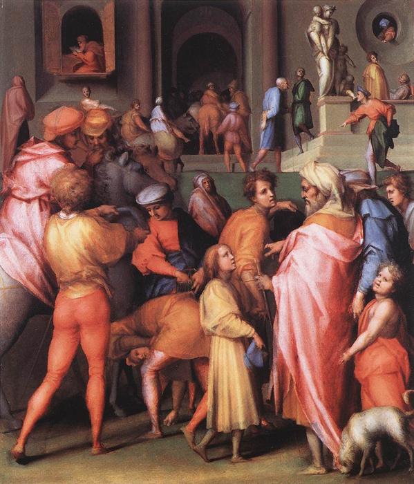 WikiOO.org - Encyclopedia of Fine Arts - Festés, Grafika Jacopo Carucci (Pontormo) - Joseph Being Sold to Potiphar