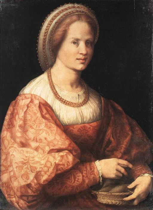 WikiOO.org - Енциклопедія образотворчого мистецтва - Живопис, Картини
 Jacopo Carucci (Pontormo) - Lady with a Basket of Spindles