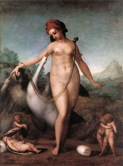 WikiOO.org - Enciclopédia das Belas Artes - Pintura, Arte por Jacopo Carucci (Pontormo) - Leda and the Swan
