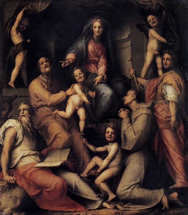 WikiOO.org - Енциклопедія образотворчого мистецтва - Живопис, Картини
 Jacopo Carucci (Pontormo) - Madonna and Child with Saints