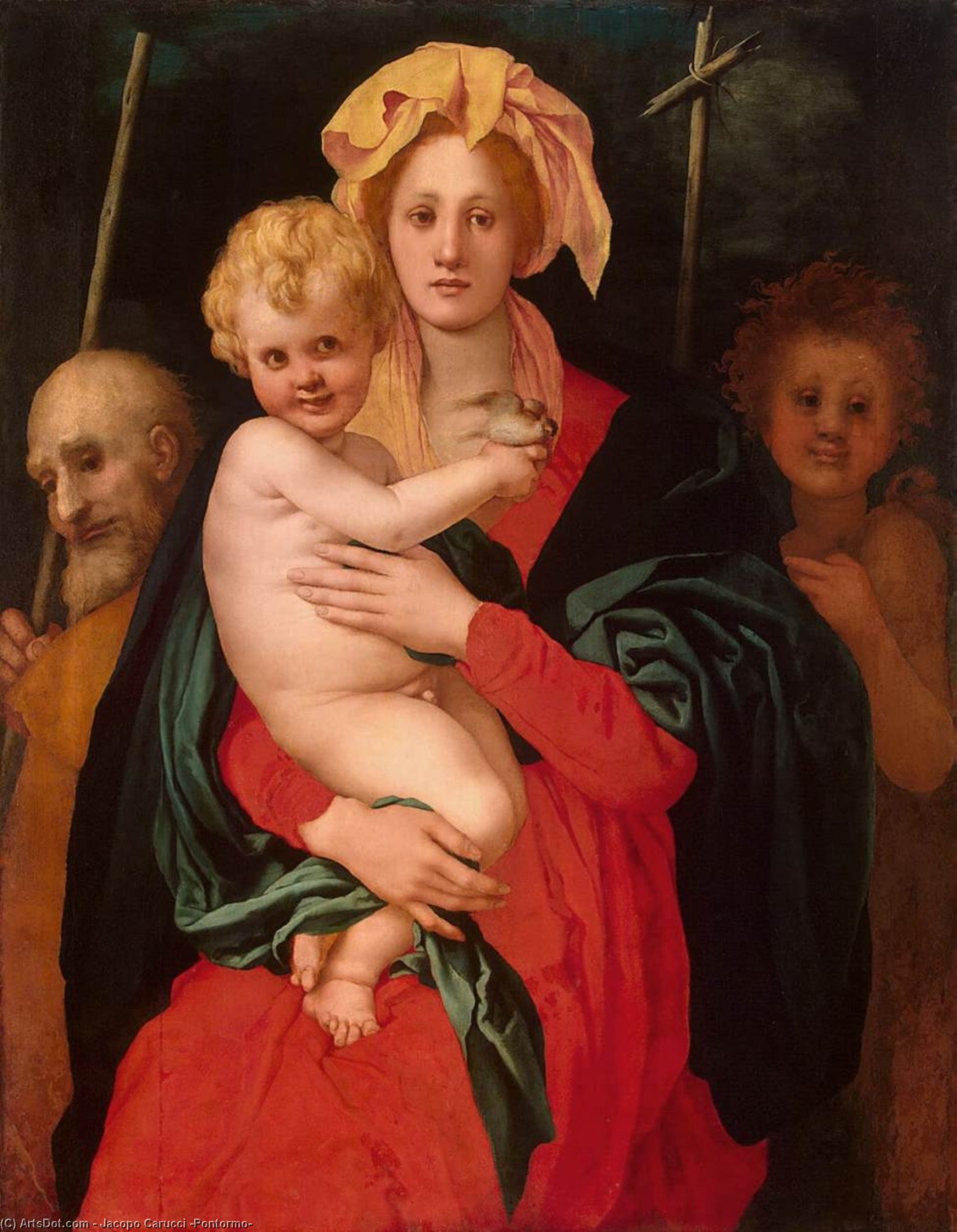 WikiOO.org - Εγκυκλοπαίδεια Καλών Τεχνών - Ζωγραφική, έργα τέχνης Jacopo Carucci (Pontormo) - Madonna and Child with St. Joseph and Saint John the Baptist