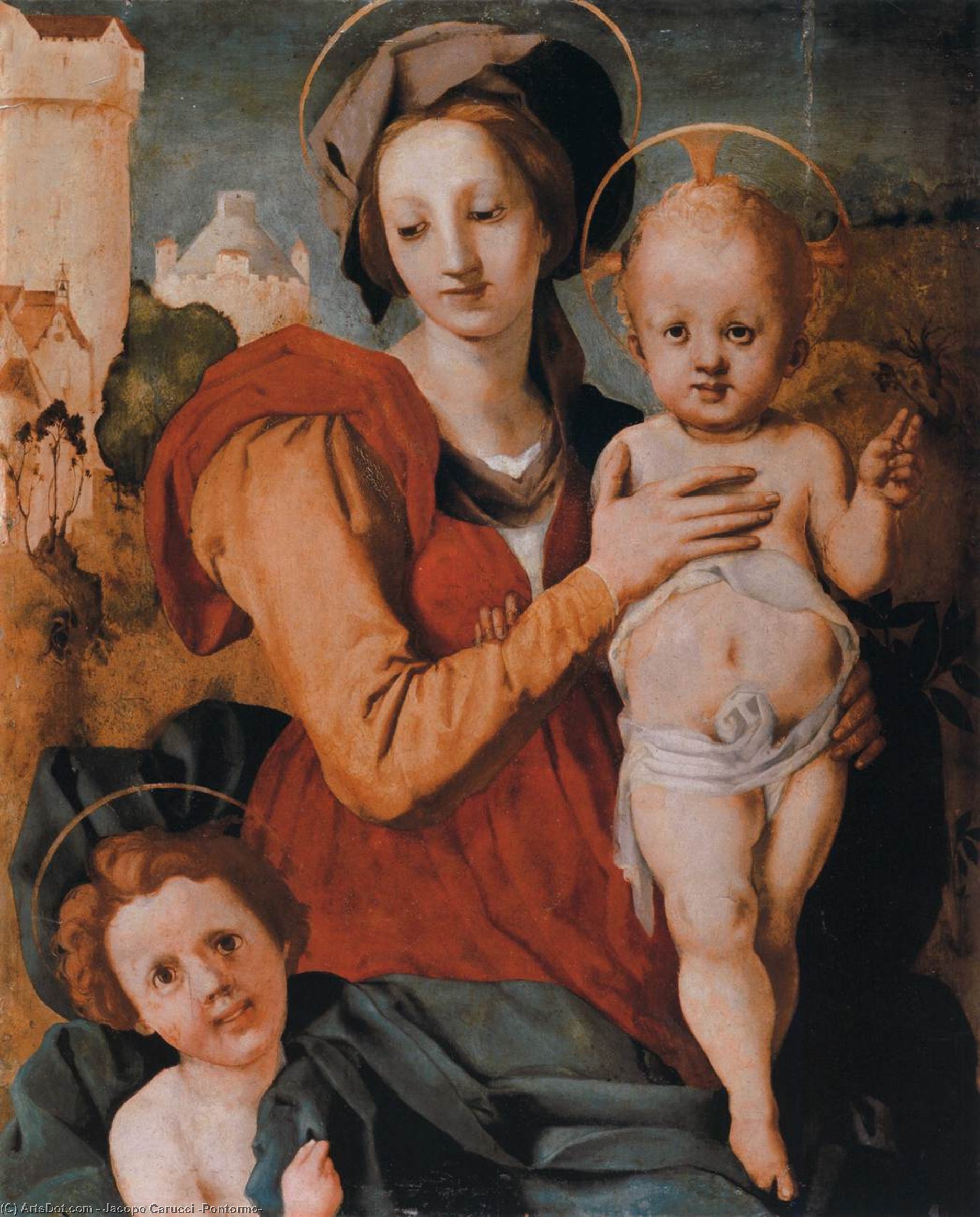 WikiOO.org - Енциклопедия за изящни изкуства - Живопис, Произведения на изкуството Jacopo Carucci (Pontormo) - Madonna and Child with the Young St John the Baptist