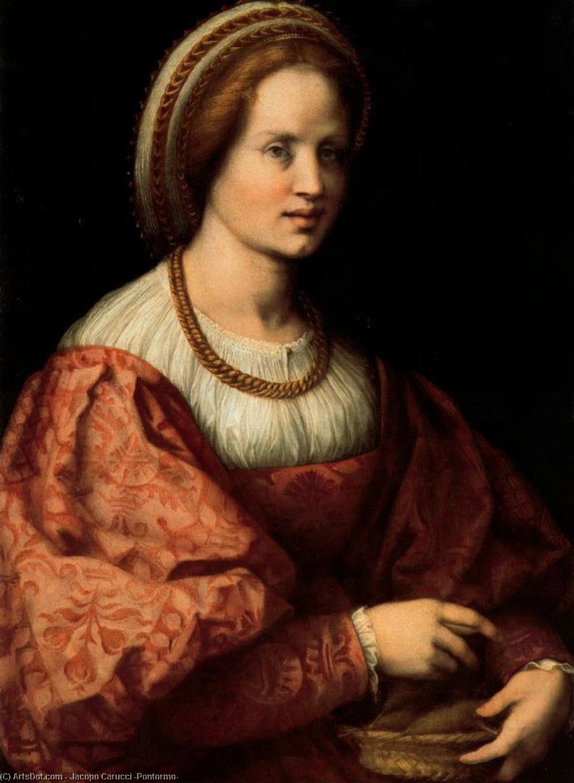 WikiOO.org - Енциклопедия за изящни изкуства - Живопис, Произведения на изкуството Jacopo Carucci (Pontormo) - Portrait of a Lady with a Spindle Basket