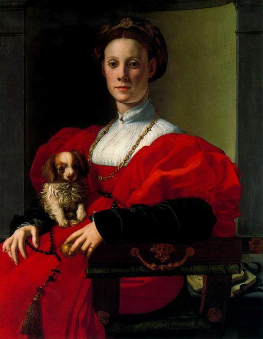 WikiOO.org - Енциклопедия за изящни изкуства - Живопис, Произведения на изкуството Jacopo Carucci (Pontormo) - Portrait of a Lady with Dog