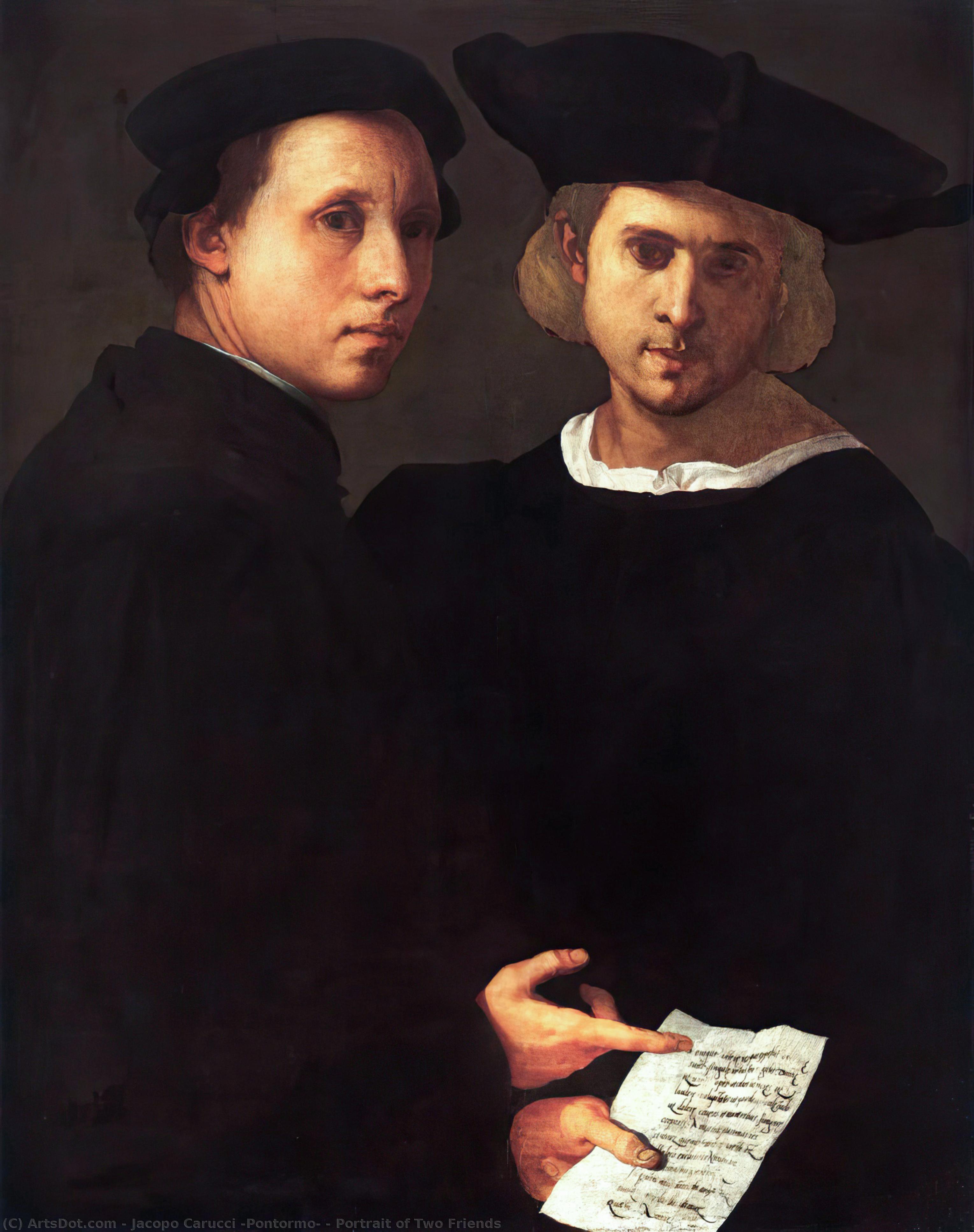 WikiOO.org - Encyclopedia of Fine Arts - Festés, Grafika Jacopo Carucci (Pontormo) - Portrait of Two Friends