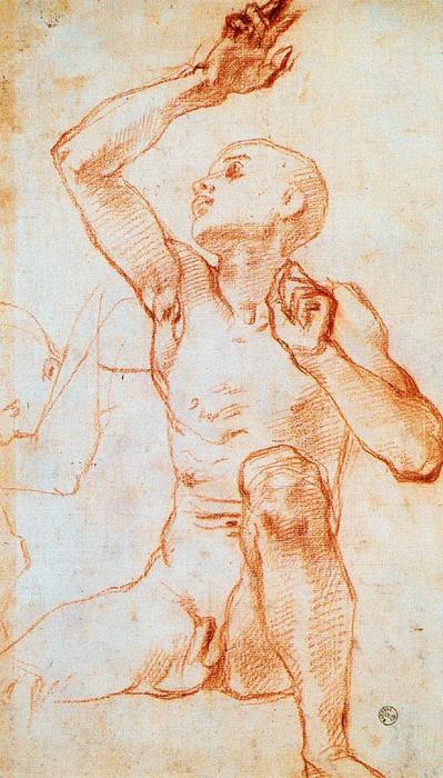 WikiOO.org - Енциклопедия за изящни изкуства - Живопис, Произведения на изкуството Jacopo Carucci (Pontormo) - Seated Male Nule
