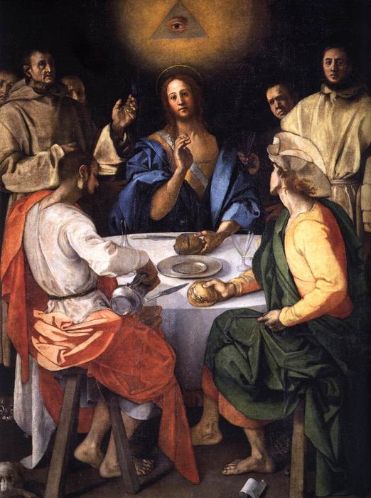 Wikioo.org - Die Enzyklopädie bildender Kunst - Malerei, Kunstwerk von Jacopo Carucci (Pontormo) - Abendmahl in Emmaus