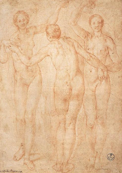 WikiOO.org - Encyclopedia of Fine Arts - Festés, Grafika Jacopo Carucci (Pontormo) - Three Graces