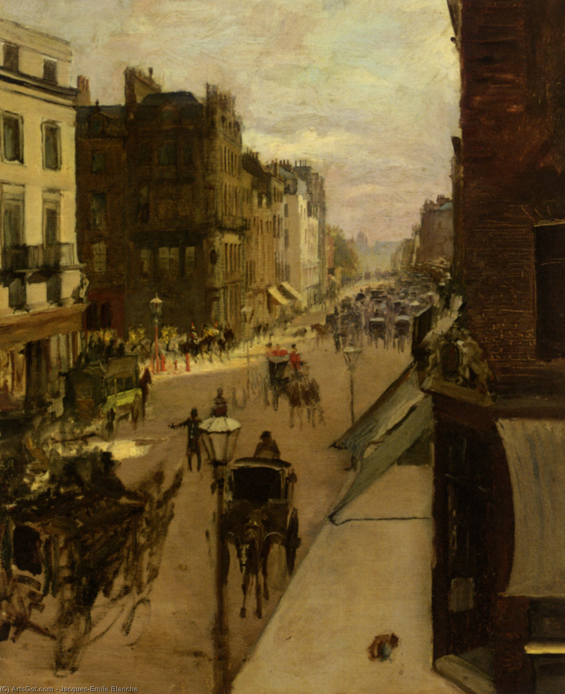 Wikioo.org - The Encyclopedia of Fine Arts - Painting, Artwork by Jacques-Emile Blanche - A Street Scene in London