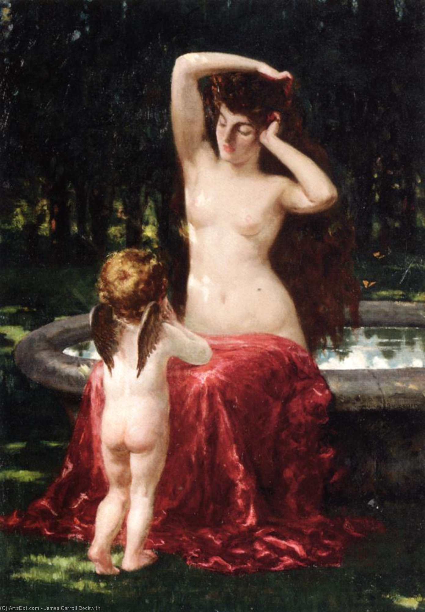Wikioo.org - The Encyclopedia of Fine Arts - Painting, Artwork by James Carroll Beckwith - Sylvan Toilette