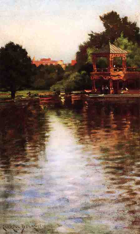 Wikioo.org - The Encyclopedia of Fine Arts - Painting, Artwork by James Carroll Beckwith - The Boathouse in Central Park