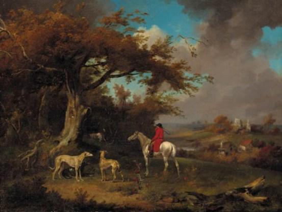 WikiOO.org - Enciclopedia of Fine Arts - Pictura, lucrări de artă James Ward - A huntsman and hounds on the edge of a wood