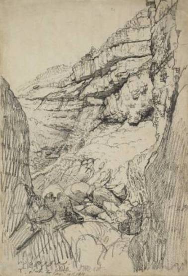 Wikioo.org - The Encyclopedia of Fine Arts - Painting, Artwork by James Ward - Gordale, Looking Out (Study for `Gordale Scar')