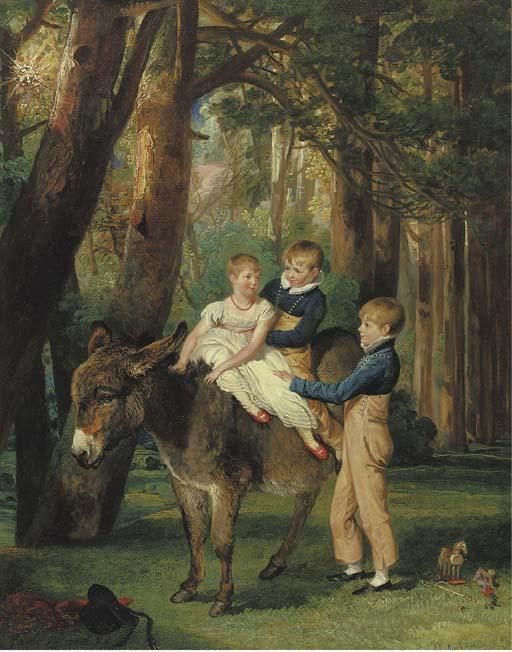 WikiOO.org - 백과 사전 - 회화, 삽화 James Ward - Group Portrait of John, Theophilus and Frances Levett