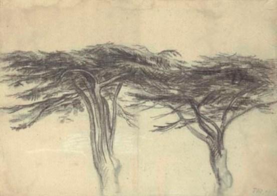 Wikioo.org - The Encyclopedia of Fine Arts - Painting, Artwork by James Ward - Study of two cedars of Lebanon